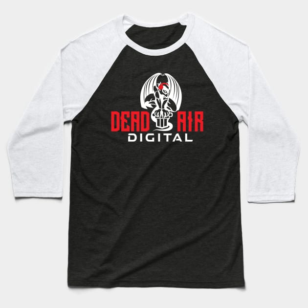 Dead Air Digital White Alternate Logo Baseball T-Shirt by Dead Air Digital